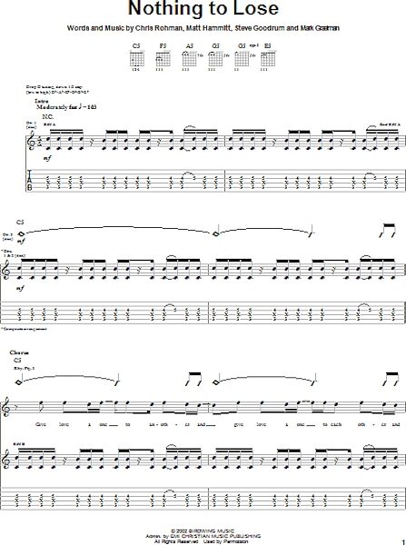 Nothing To Lose - Guitar TAB, New, Main