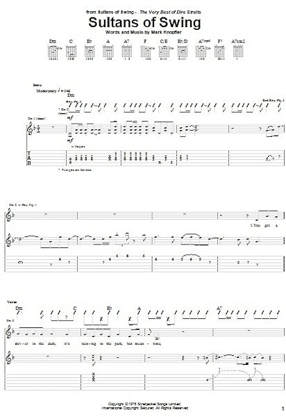 Sultans Of Swing - Guitar TAB, New, Main
