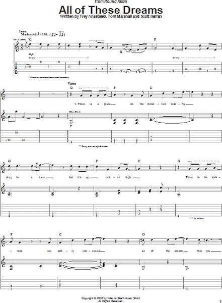 All Of These Dreams - Guitar TAB, New, Main