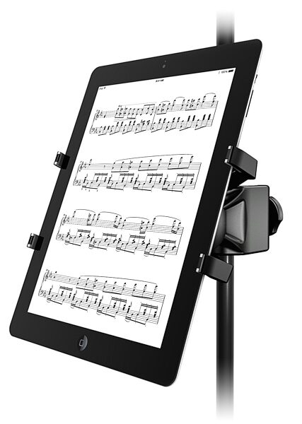 IK Multimedia iKlip XPand Mic Stand Tablet Mount, Front - In Use
