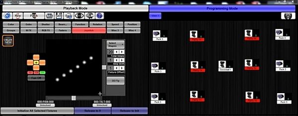 Blizzard EclipseDMX Lighting Control Software System, Screenshot Joystick Control