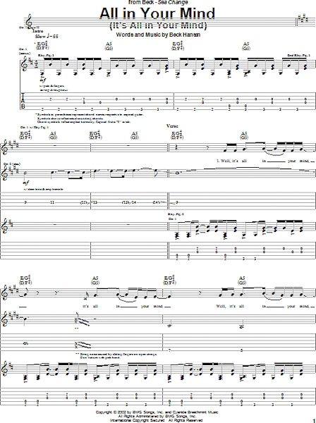 All In Your Mind (It's All In Your Mind) - Guitar TAB, New, Main