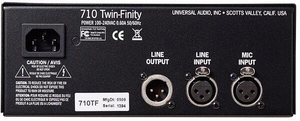 Universal Audio 710 Twin-Finity Microphone Preamplifier, New, Back