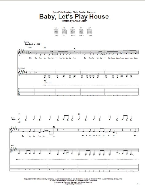 Baby, Let's Play House - Guitar TAB, New, Main