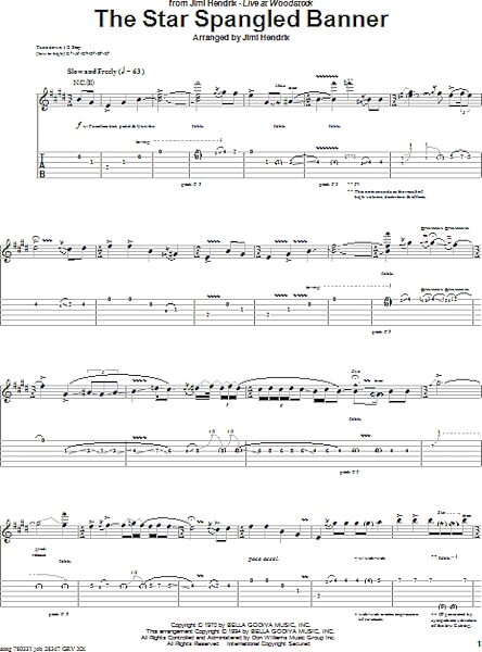 The Star Spangled Banner (Instrumental) - Guitar TAB, New, Main