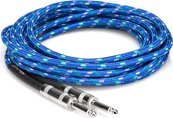 Hosa 3GT-18C Cloth Instrument Cable, Blue/Green/White, 18 foot, 3GT-18C2, Action Position Back