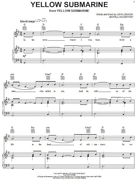 Yellow Submarine - Piano/Vocal/Guitar, New, Main
