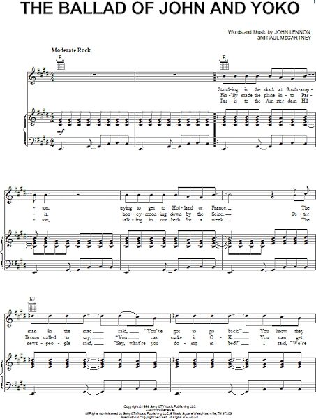 The Ballad Of John And Yoko - Piano/Vocal/Guitar, New, Main