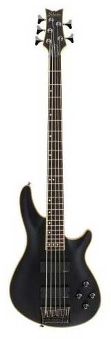 Schecter C5 Custom 5-String Electric Bass, Aged Black Satin