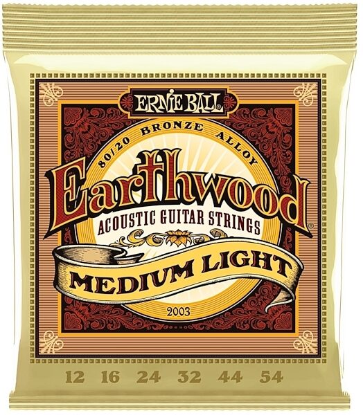 Ernie Ball Earthwood 80/20 Bronze Acoustic Guitar Strings, 12-54, 2003, Medium Light, 12-Pack, Medium Light