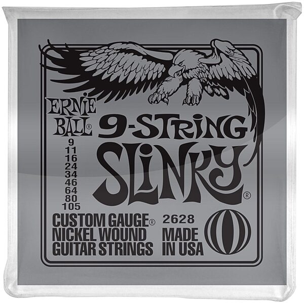 Ernie Ball Slinky 9-String Nickel Wound Electric Guitar Strings - 9-105 Gauge, New, Main