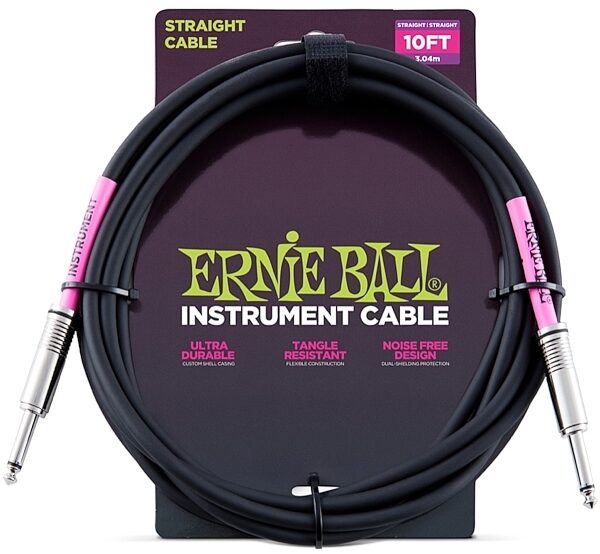 Ernie Ball Instrument Cable, Black, 10 foot, 10 foot