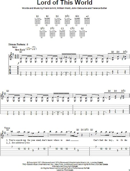 Lord Of This World - Easy Guitar with TAB, New, Main