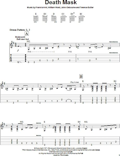 Death Mask - Easy Guitar with TAB, New, Main