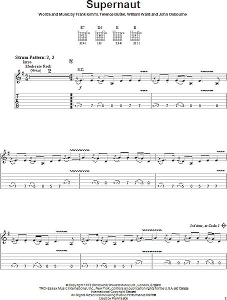 Supernaut - Easy Guitar with TAB, New, Main