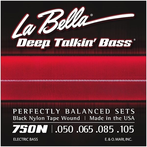 La Bella 750N Black Nylon Tape Wound Electric Bass Strings, New, Main