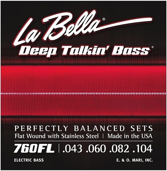La Bella Deep Talkin Flatwound Stainless Steel Electric Bass Strings, 43-104, Light, 760FL, Main
