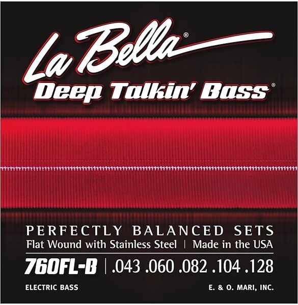 La Bella Deep Talkin Flatwound Stainless Steel 5-String Electric Bass Strings, 43-128, Light, 760FLB, Main