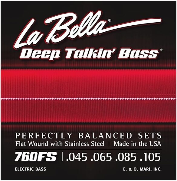 La Bella Deep Talkin Flatwound Stainless Steel Electric Bass Strings, 45-105, Standard, 760FS, Main