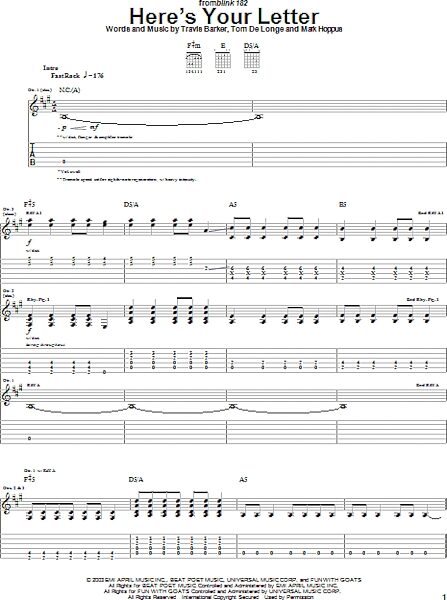Here's Your Letter - Guitar TAB, New, Main
