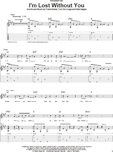 I'm Lost Without You - Guitar TAB, New, Main
