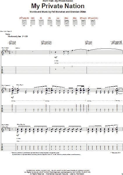 My Private Nation - Guitar TAB, New, Main