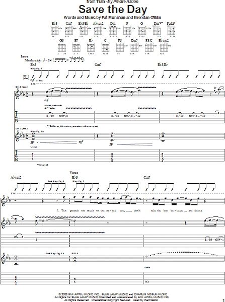 Save The Day - Guitar TAB, New, Main
