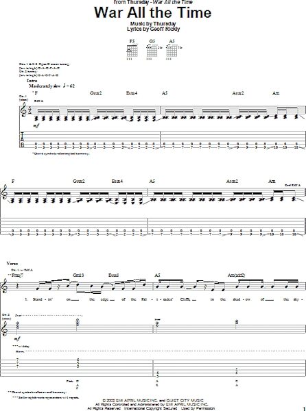 War All The Time - Guitar TAB, New, Main
