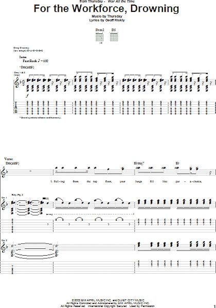 For The Workforce, Drowning - Guitar TAB, New, Main
