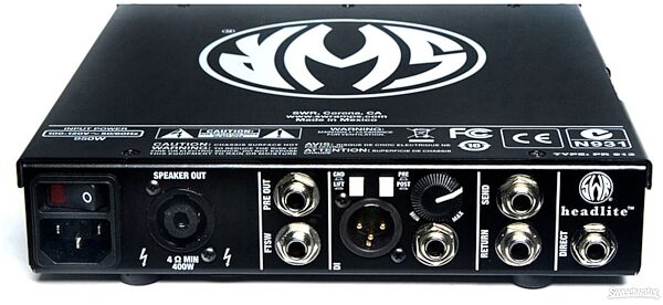 SWR Headlite Bass Amplifier Head (400 Watts), Rear
