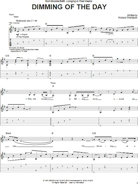 Dimming Of The Day - Guitar TAB, New, Main
