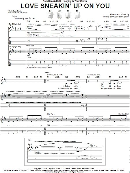 Love Sneakin' Up On You - Guitar TAB, New, Main