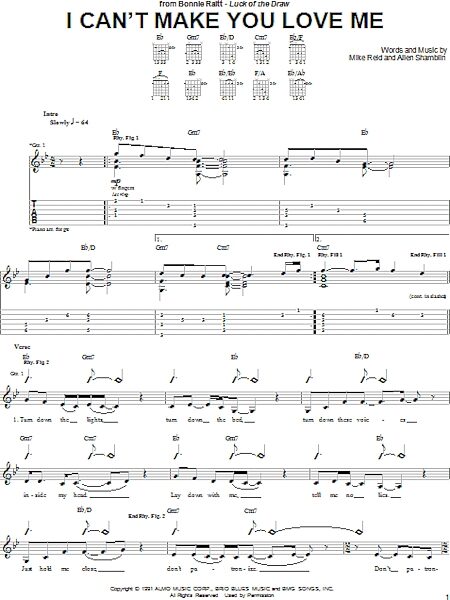 I Can't Make You Love Me - Guitar TAB, New, Main