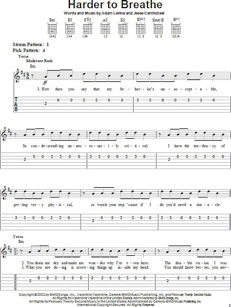 Harder To Breathe - Easy Guitar with TAB, New, Main
