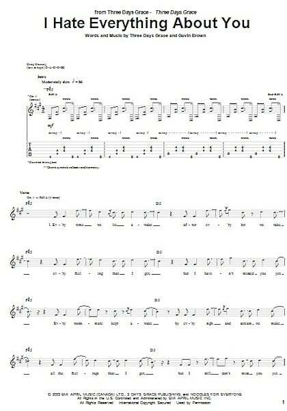 I Hate Everything About You - Guitar TAB, New, Main