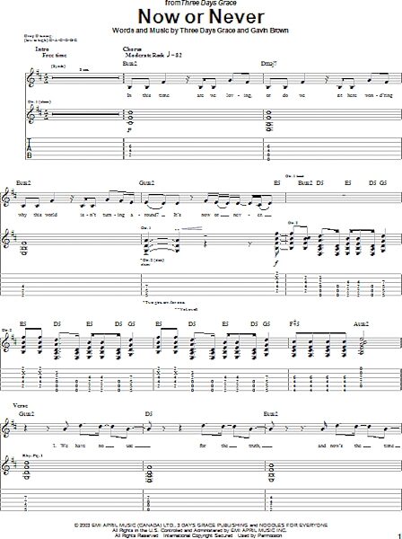 Now Or Never - Guitar TAB, New, Main