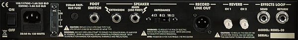 Egnater Rebel-30 Guitar Amplifier Head (30 Watts), Rear Panel