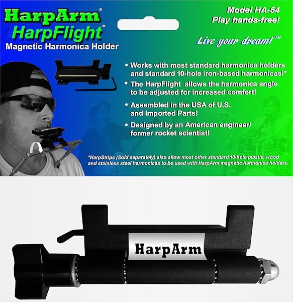 HarpArm HA-54 HarpFlight Magnetic Harmonica Holder, Action Position Back