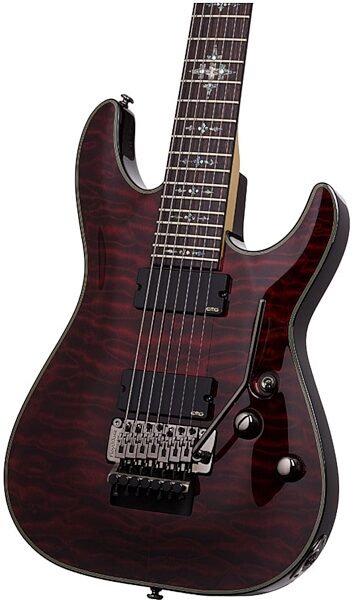 Schecter Damien Elite 7 7-String Electric Guitar, Crimson Red - Closeup