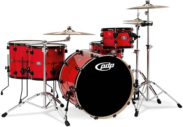 Pacific Drums 805 Series 5-Piece Drum Shell Kit, Red Tribal with Black 24 in