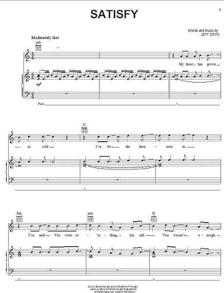 Satisfy - Piano/Vocal/Guitar, New, Main