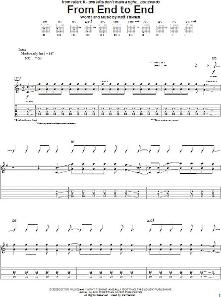 From End To End - Guitar TAB, New, Main