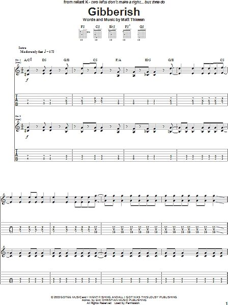 Gibberish - Guitar TAB, New, Main