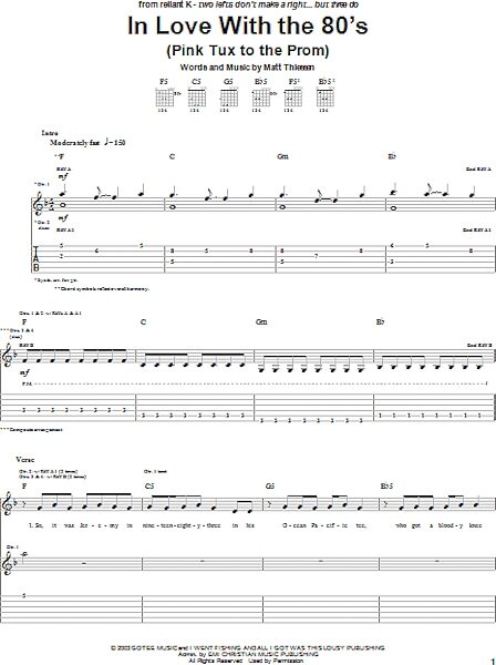 In Love With The 80's (Pink Tux To The Prom) - Guitar TAB, New, Main