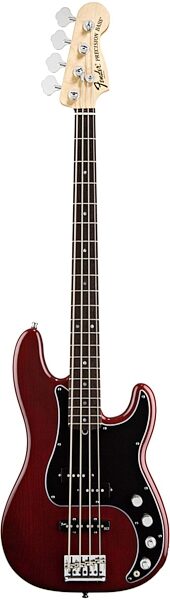 Fender American Deluxe Ash Precision Electric Bass (Rosewood with Case), Wine Transparent