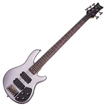 Schecter Raiden Custom-5 5-String Electric Bass, Metallic Silver