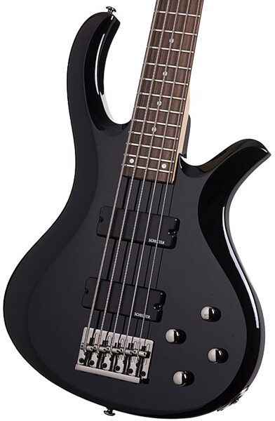 Schecter Riot Deluxe-5 5-String Electric Bass, Black - Closeup