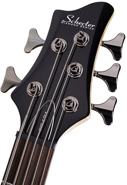 Schecter Riot Deluxe-5 5-String Electric Bass, Black - Headstock