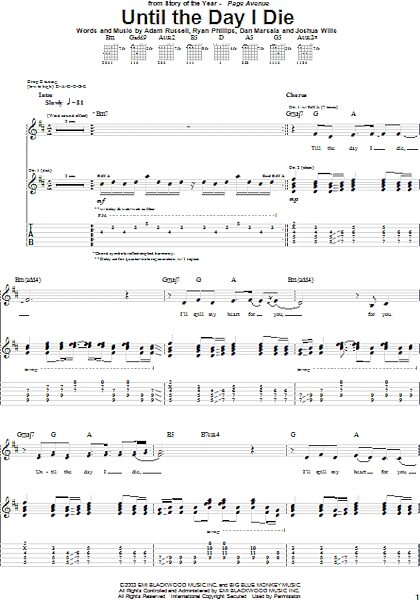 Until The Day I Die - Guitar TAB, New, Main