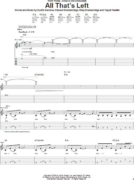 All That's Left - Guitar TAB, New, Main